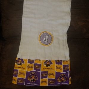 East Carolina Pirates burp cloth With J monogram